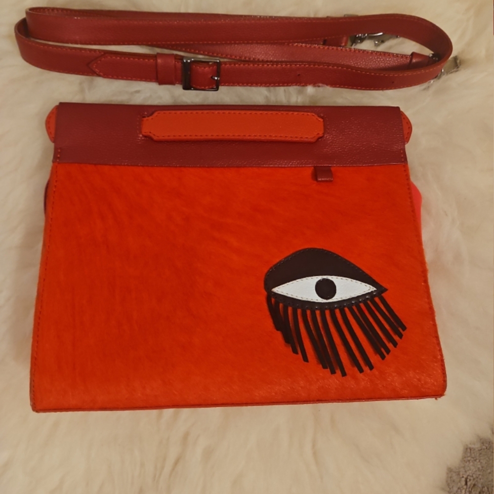 Limited Edition Tezza Min & Mon Red and Pink Crossbody Bag with Eye Design